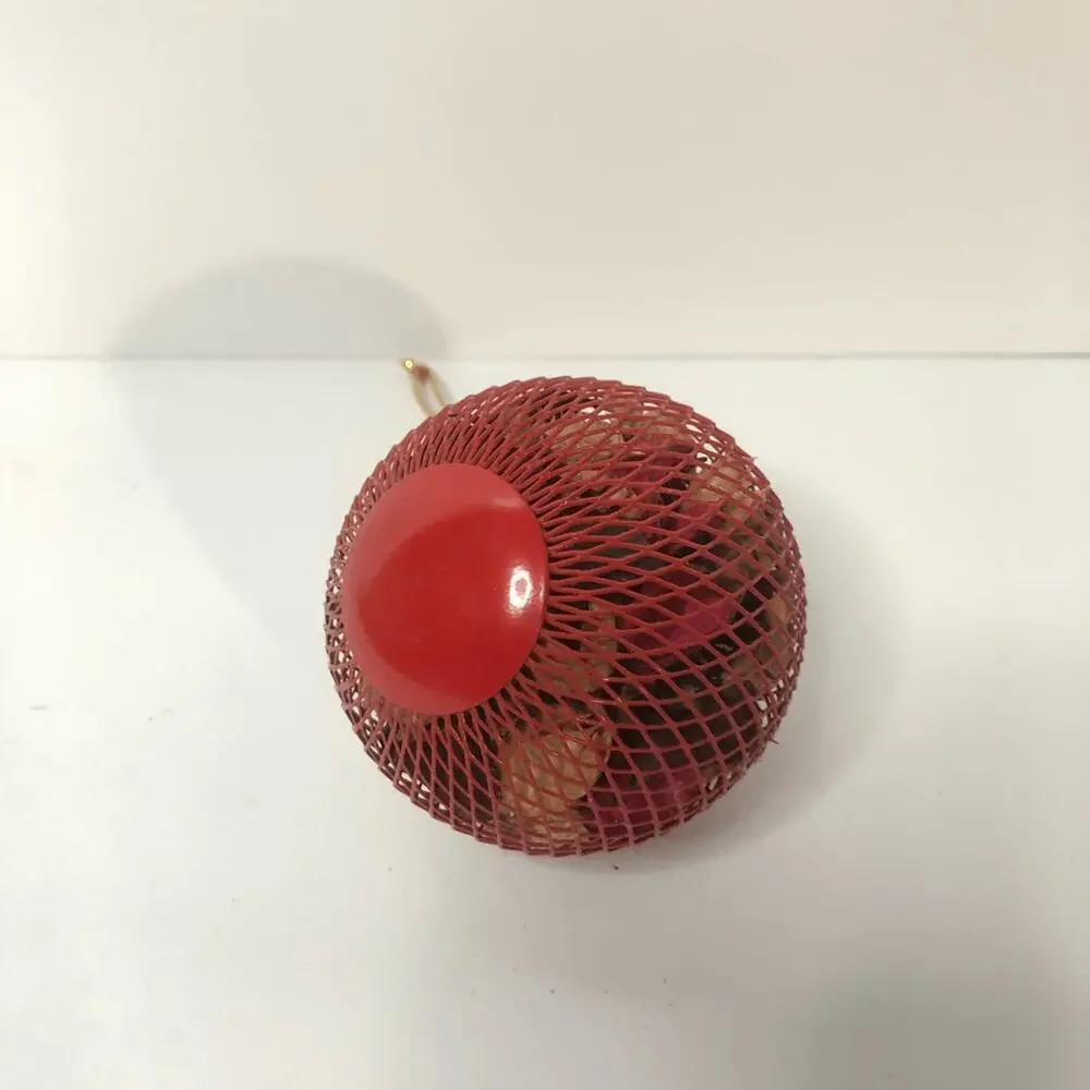 red wire mesh ball christmas ornament w/ potpourri 3‎ inches Refillable